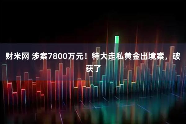 财米网 涉案7800万元！特大走私黄金出境案，破获了